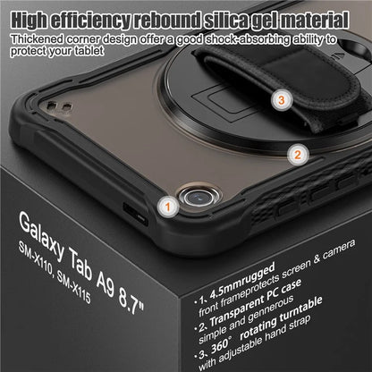 For Samsung Galaxy Tab A9 Tablet Case 360 Degree Rotary Kickstand Hand Strap Cover