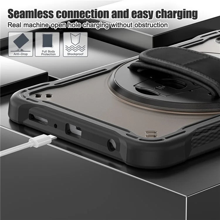 For Samsung Galaxy Tab A9 Tablet Case 360 Degree Rotary Kickstand Hand Strap Cover