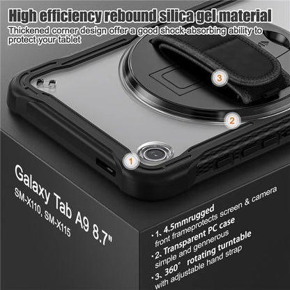 For Samsung Galaxy Tab A9 Tablet Case 360 Degree Rotary Kickstand Hand Strap Cover