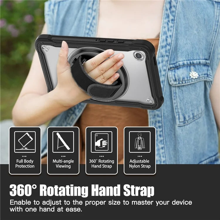 For Samsung Galaxy Tab A9 Tablet Case 360 Degree Rotary Kickstand Hand Strap Cover