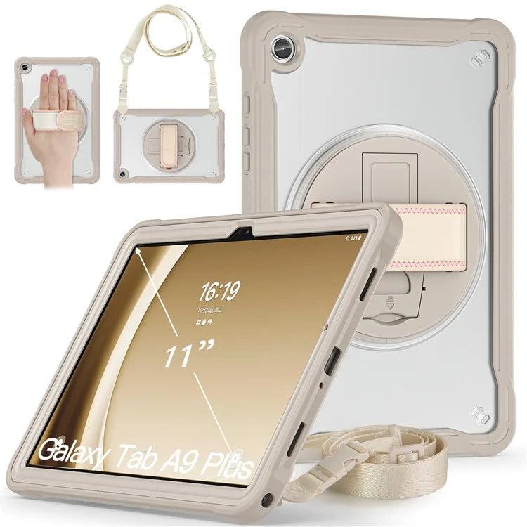For Samsung Galaxy Tab A9+ Kickstand Tablet Case with Shoulder Strap Hand Strap