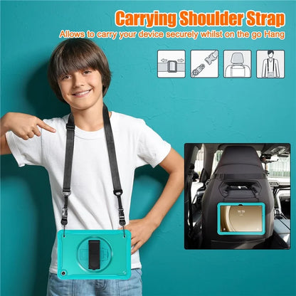 For Samsung Galaxy Tab A9+ Kickstand Tablet Case with Shoulder Strap Hand Strap