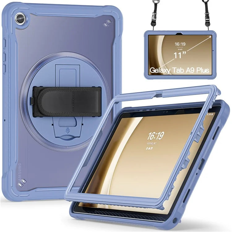 For Samsung Galaxy Tab A9+ Kickstand Tablet Case with Shoulder Strap Hand Strap