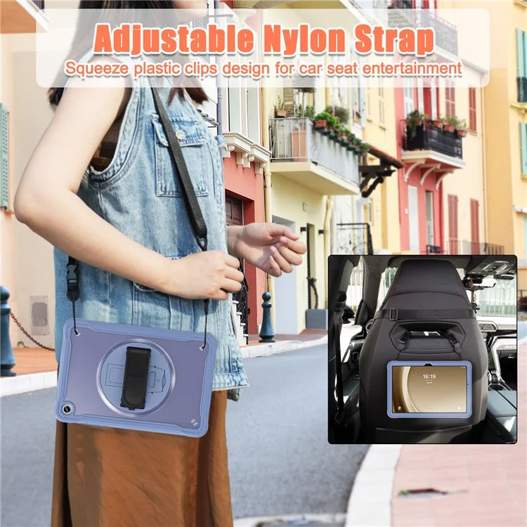 For Samsung Galaxy Tab A9+ Kickstand Tablet Case with Shoulder Strap Hand Strap