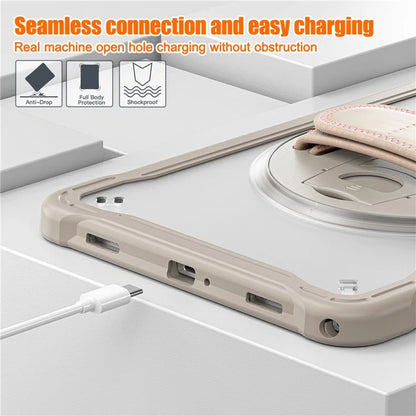 For Samsung Galaxy Tab A9+ Tablet Case PC+TPU Cover Rotary Kickstand Hand Strap