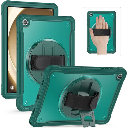 For Samsung Galaxy Tab A9+ Tablet Case PC+TPU Cover Rotary Kickstand Hand Strap
