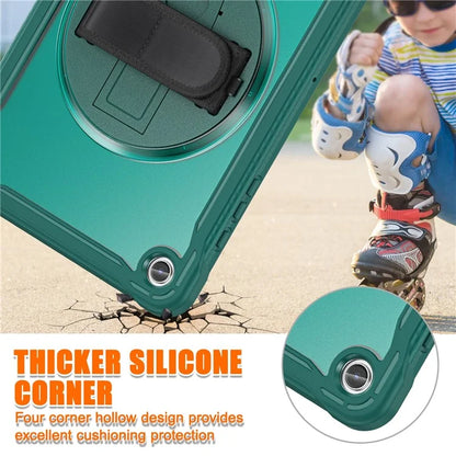For Samsung Galaxy Tab A9+ Tablet Case PC+TPU Cover Rotary Kickstand Hand Strap