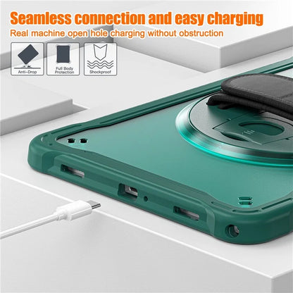 For Samsung Galaxy Tab A9+ Tablet Case PC+TPU Cover Rotary Kickstand Hand Strap