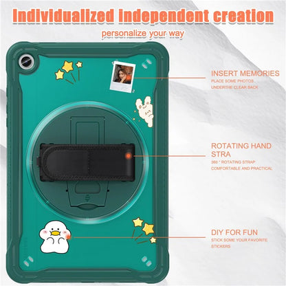 For Samsung Galaxy Tab A9+ Tablet Case PC+TPU Cover Rotary Kickstand Hand Strap