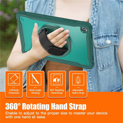 For Samsung Galaxy Tab A9+ Tablet Case PC+TPU Cover Rotary Kickstand Hand Strap