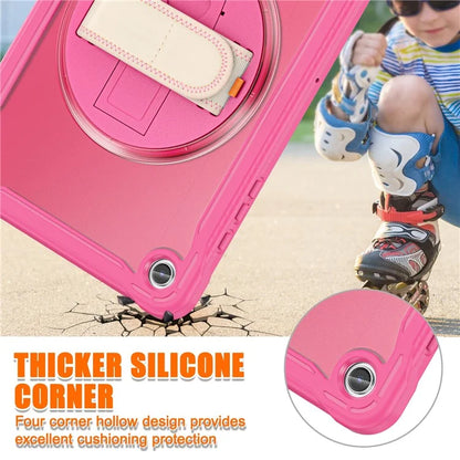 For Samsung Galaxy Tab A9+ Tablet Case PC+TPU Cover Rotary Kickstand Hand Strap