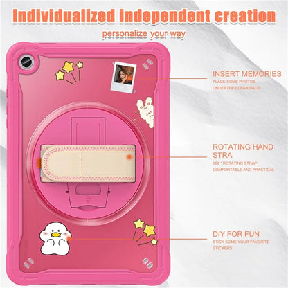 For Samsung Galaxy Tab A9+ Tablet Case PC+TPU Cover Rotary Kickstand Hand Strap