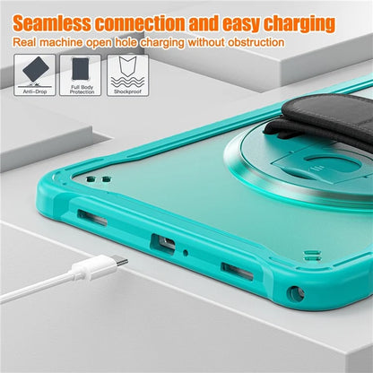 For Samsung Galaxy Tab A9+ Tablet Case PC+TPU Cover Rotary Kickstand Hand Strap