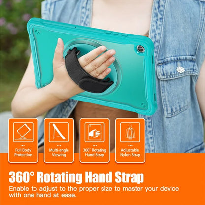 For Samsung Galaxy Tab A9+ Tablet Case PC+TPU Cover Rotary Kickstand Hand Strap