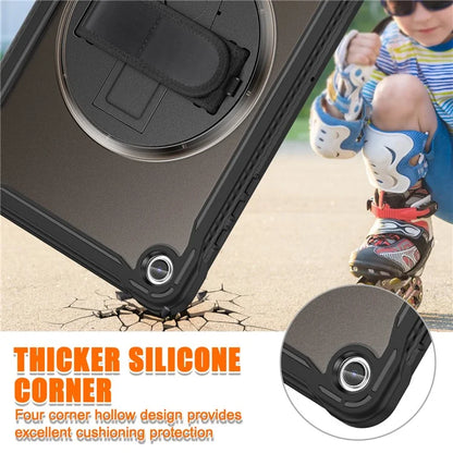 For Samsung Galaxy Tab A9+ Tablet Case PC+TPU Cover Rotary Kickstand Hand Strap