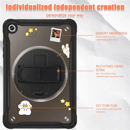 For Samsung Galaxy Tab A9+ Tablet Case PC+TPU Cover Rotary Kickstand Hand Strap