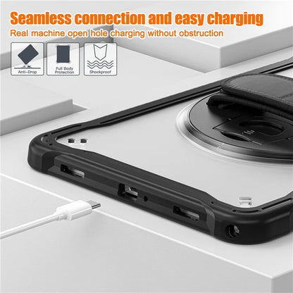 For Samsung Galaxy Tab A9+ Tablet Case PC+TPU Cover Rotary Kickstand Hand Strap