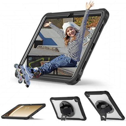 For Samsung Galaxy Tab A9+ Tablet Case PC+TPU Cover Rotary Kickstand Hand Strap