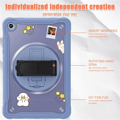 For Samsung Galaxy Tab A9+ Tablet Case PC+TPU Cover Rotary Kickstand Hand Strap