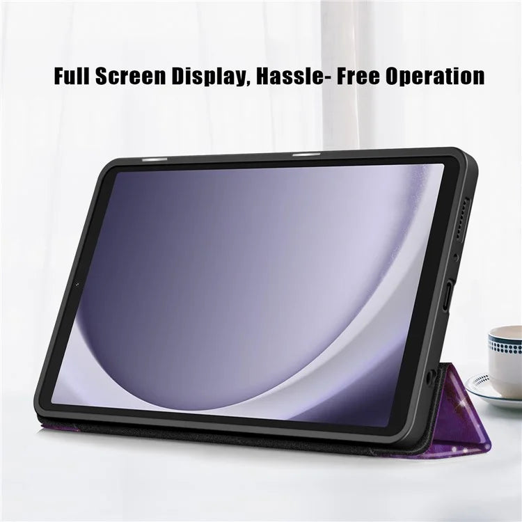 For Samsung Galaxy Tab A9 x115 Leather Tablet Case Pattern Printing Tri-fold Stand