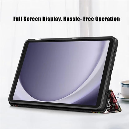 For Samsung Galaxy Tab A9 x115 Leather Tablet Case Pattern Printing Tri-fold Stand