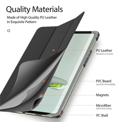 DUX DUCIS Domo Series for OnePlus Pad Go / Oppo Pad Air 2 / Pad Neo Leather Case Tri-fold Stand Smart Cover