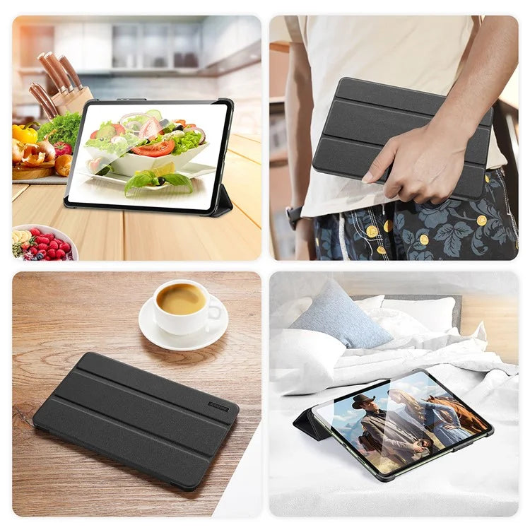 DUX DUCIS Domo Series for OnePlus Pad Go / Oppo Pad Air 2 / Pad Neo Leather Case Tri-fold Stand Smart Cover