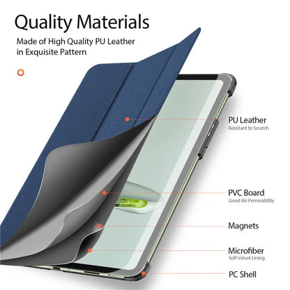 DUX DUCIS Domo Series for OnePlus Pad Go / Oppo Pad Air 2 / Pad Neo Leather Case Tri-fold Stand Smart Cover