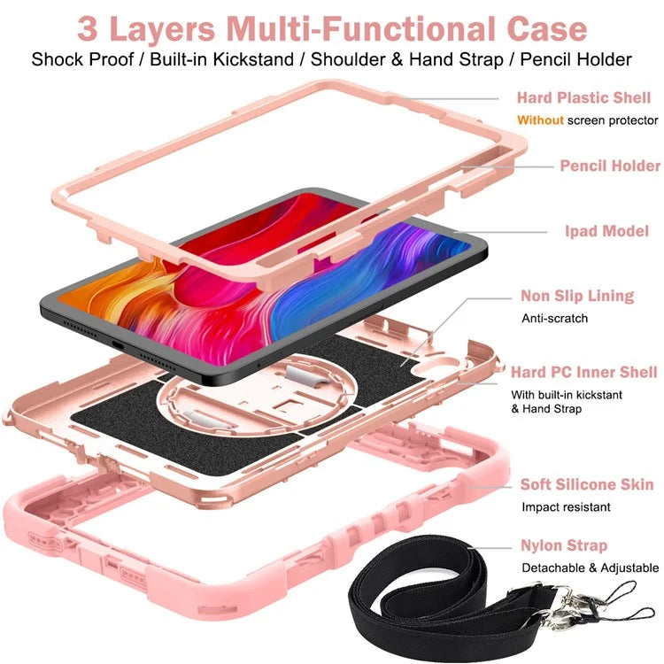 Hand Strap Kickstand for iPad mini (2021) Tablet Case with Shoulder Strap