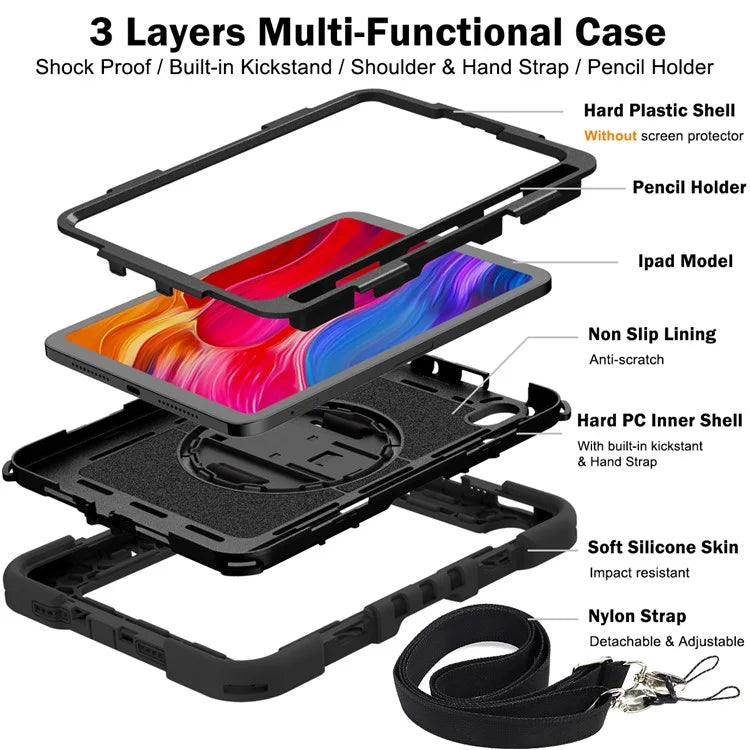 Hand Strap Kickstand for iPad mini (2021) Tablet Case with Shoulder Strap