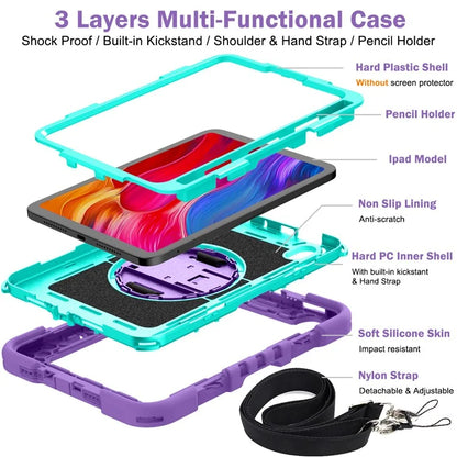 Hand Strap Kickstand for iPad mini (2021) Tablet Case with Shoulder Strap