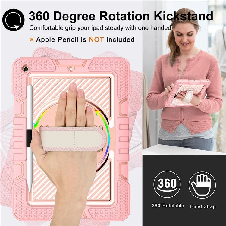 For iPad 9.7-inch (2017) / (2018) Tablet Case Anti-drop Kickstand Cover with Shoulder Strap