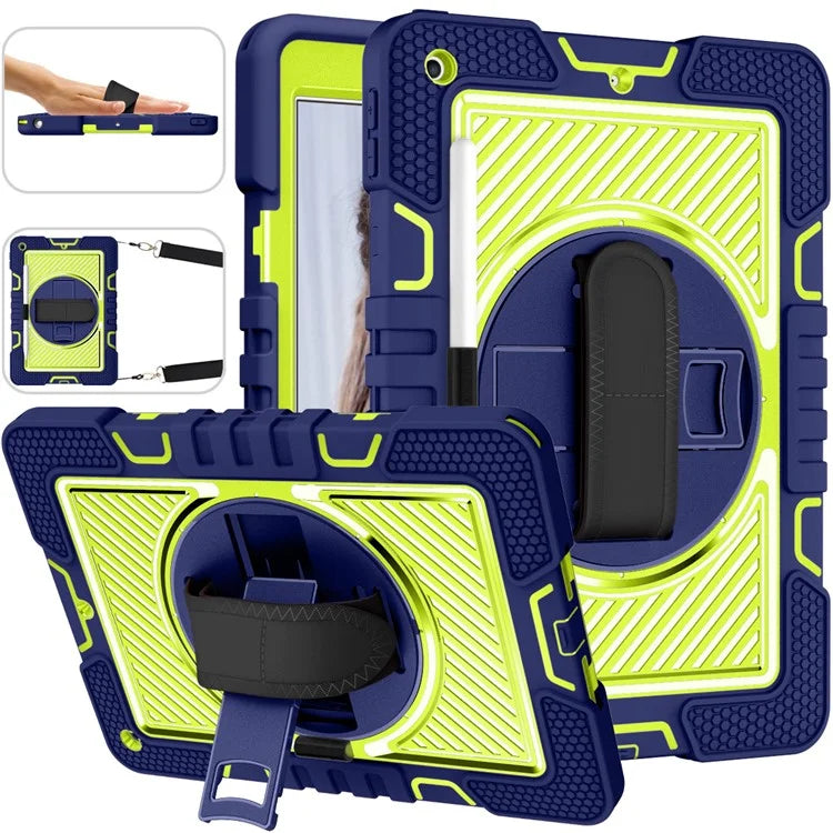 For iPad 9.7-inch (2017) / (2018) Tablet Case Anti-drop Kickstand Cover with Shoulder Strap