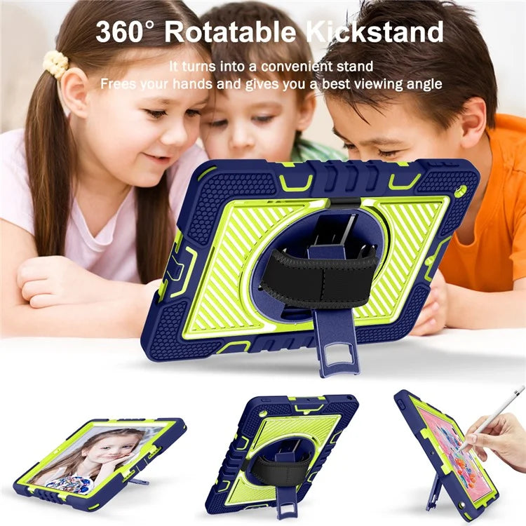 For iPad 9.7-inch (2017) / (2018) Tablet Case Anti-drop Kickstand Cover with Shoulder Strap