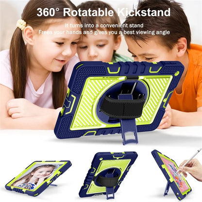 For iPad 9.7-inch (2017) / (2018) Tablet Case Anti-drop Kickstand Cover with Shoulder Strap