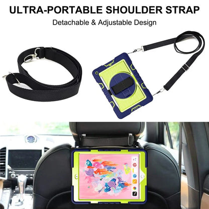 For iPad 9.7-inch (2017) / (2018) Tablet Case Anti-drop Kickstand Cover with Shoulder Strap