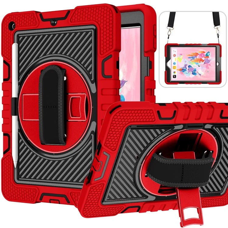 For iPad 9.7-inch (2017) / (2018) Tablet Case Anti-drop Kickstand Cover with Shoulder Strap