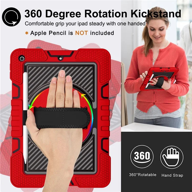 For iPad 9.7-inch (2017) / (2018) Tablet Case Anti-drop Kickstand Cover with Shoulder Strap