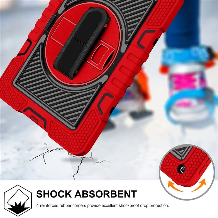 For iPad 9.7-inch (2017) / (2018) Tablet Case Anti-drop Kickstand Cover with Shoulder Strap