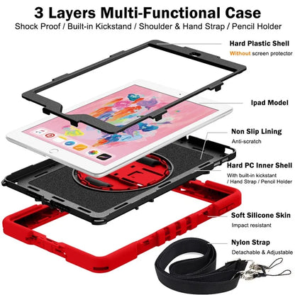 For iPad 9.7-inch (2017) / (2018) Tablet Case Anti-drop Kickstand Cover with Shoulder Strap