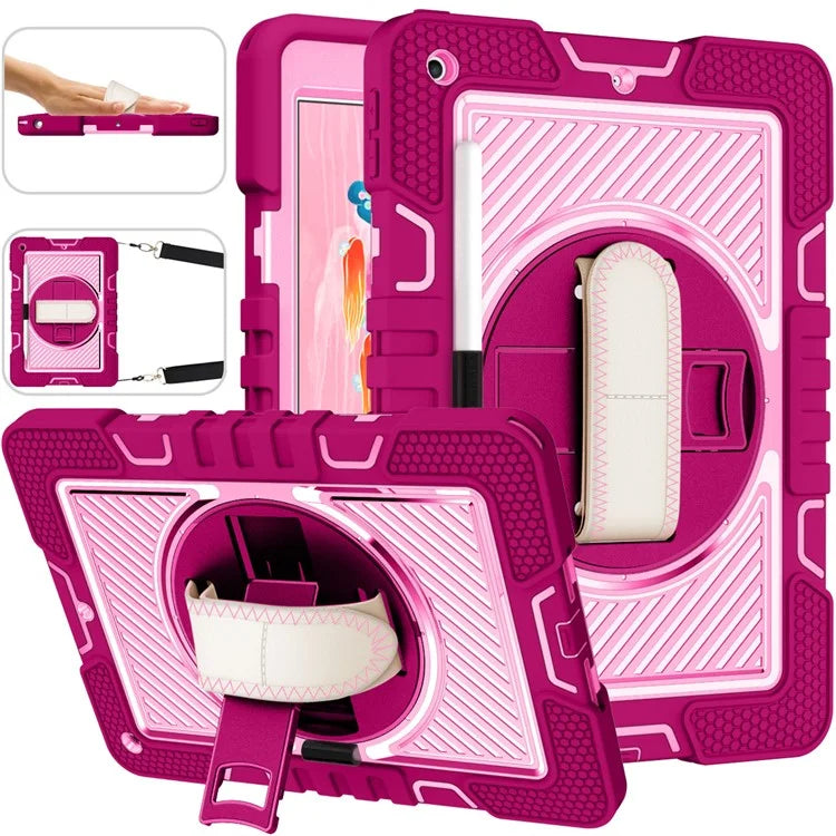 For iPad 9.7-inch (2017) / (2018) Tablet Case Anti-drop Kickstand Cover with Shoulder Strap