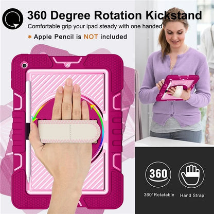 For iPad 9.7-inch (2017) / (2018) Tablet Case Anti-drop Kickstand Cover with Shoulder Strap