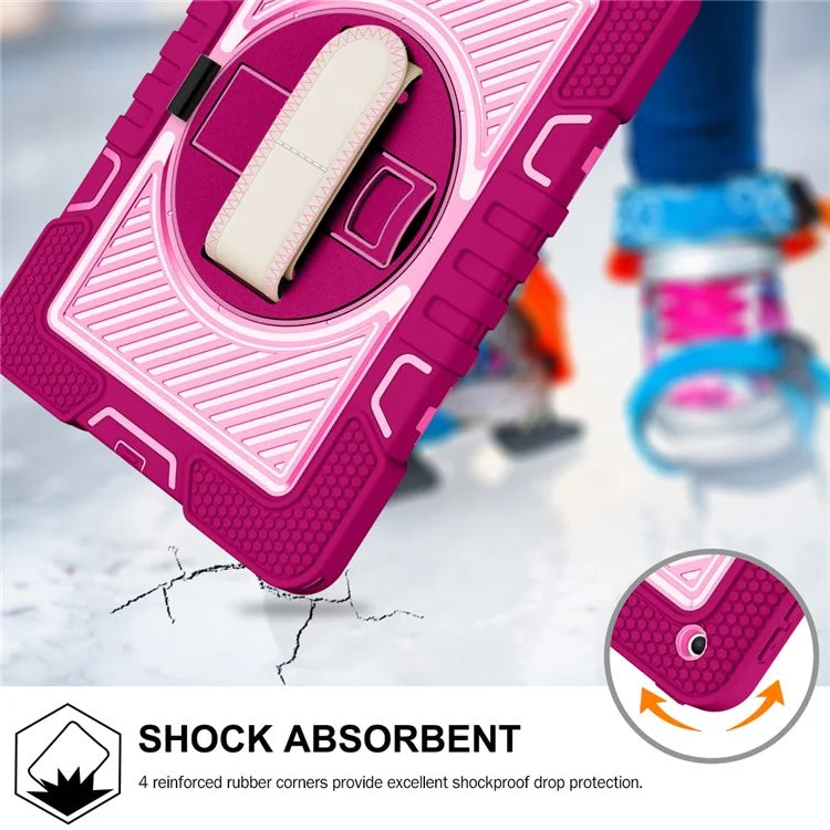 For iPad 9.7-inch (2017) / (2018) Tablet Case Anti-drop Kickstand Cover with Shoulder Strap