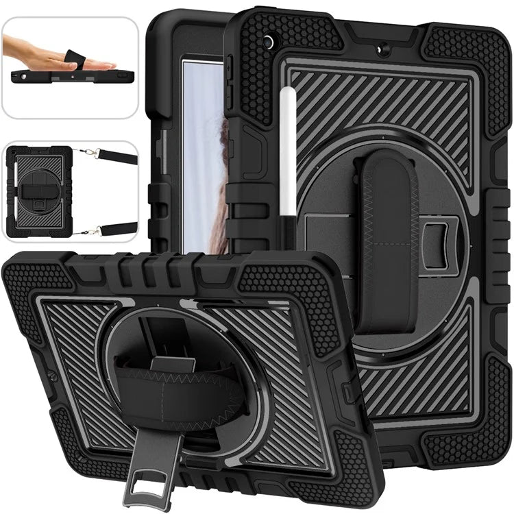 For iPad 9.7-inch (2017) / (2018) Tablet Case Anti-drop Kickstand Cover with Shoulder Strap