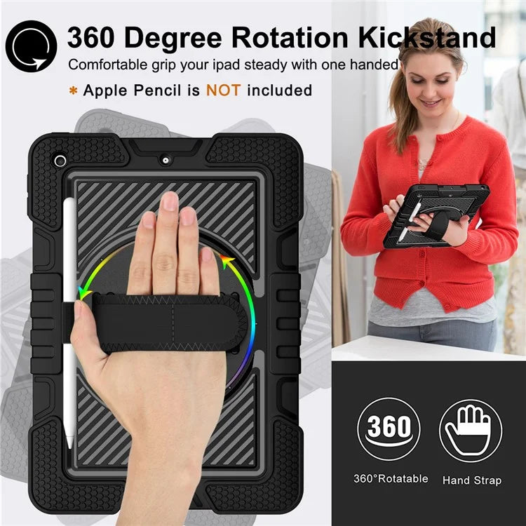 For iPad 9.7-inch (2017) / (2018) Tablet Case Anti-drop Kickstand Cover with Shoulder Strap