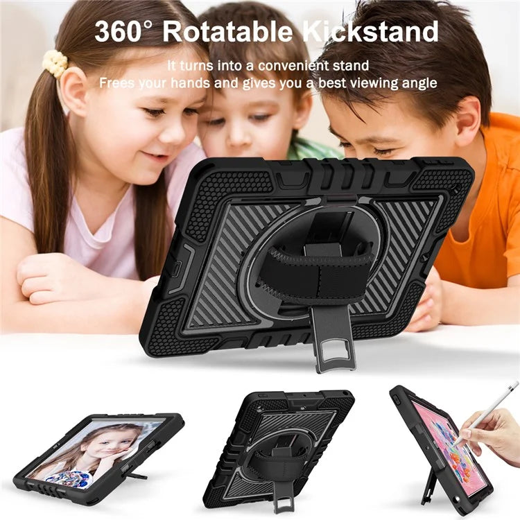 For iPad 9.7-inch (2017) / (2018) Tablet Case Anti-drop Kickstand Cover with Shoulder Strap