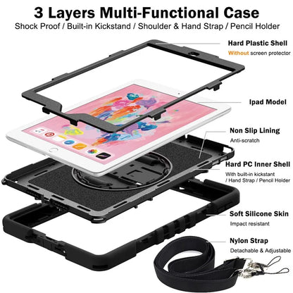 For iPad 9.7-inch (2017) / (2018) Tablet Case Anti-drop Kickstand Cover with Shoulder Strap