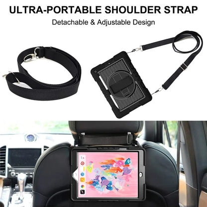For iPad 9.7-inch (2017) / (2018) Tablet Case Anti-drop Kickstand Cover with Shoulder Strap