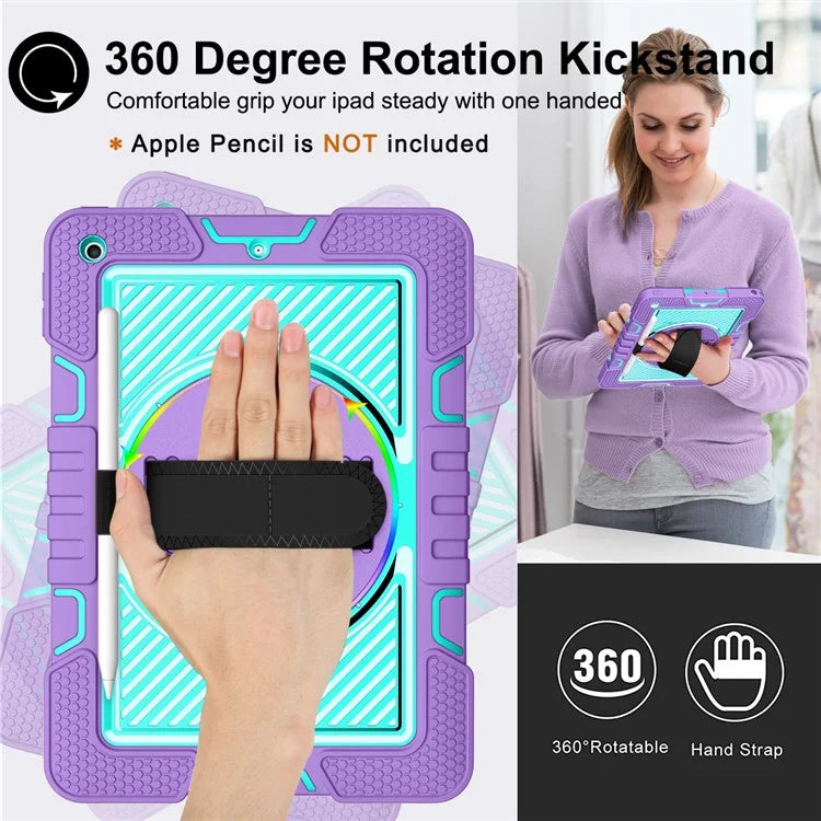 For iPad 9.7-inch (2017) / (2018) Tablet Case Anti-drop Kickstand Cover with Shoulder Strap
