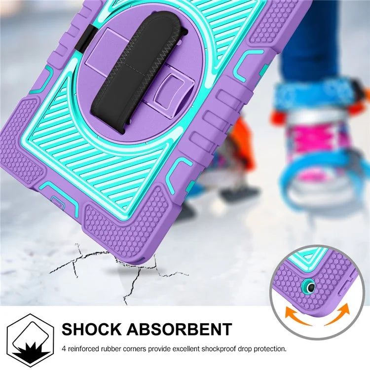 For iPad 9.7-inch (2017) / (2018) Tablet Case Anti-drop Kickstand Cover with Shoulder Strap